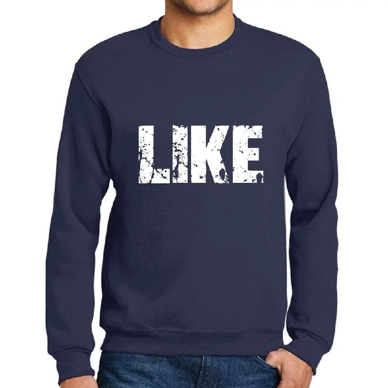 Men's Printed Graphic Sweatshirt Popular Words LIKE French Navy