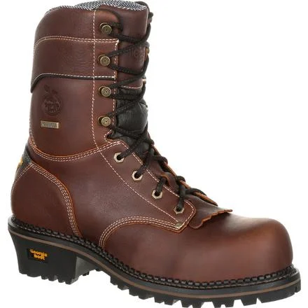 Elegant Patterns Georgia Men's 9" AMP LT Logger Composite Toe Waterproof Work Boot - Brown GB00236