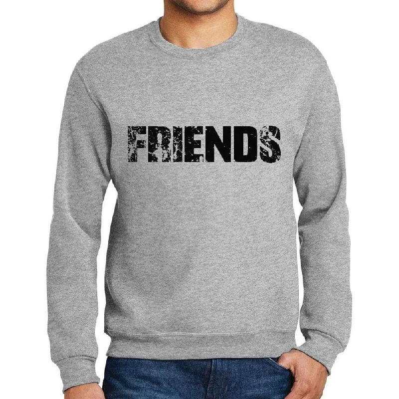 Men's Printed Graphic Sweatshirt Popular Words FRIENDS Grey Marl