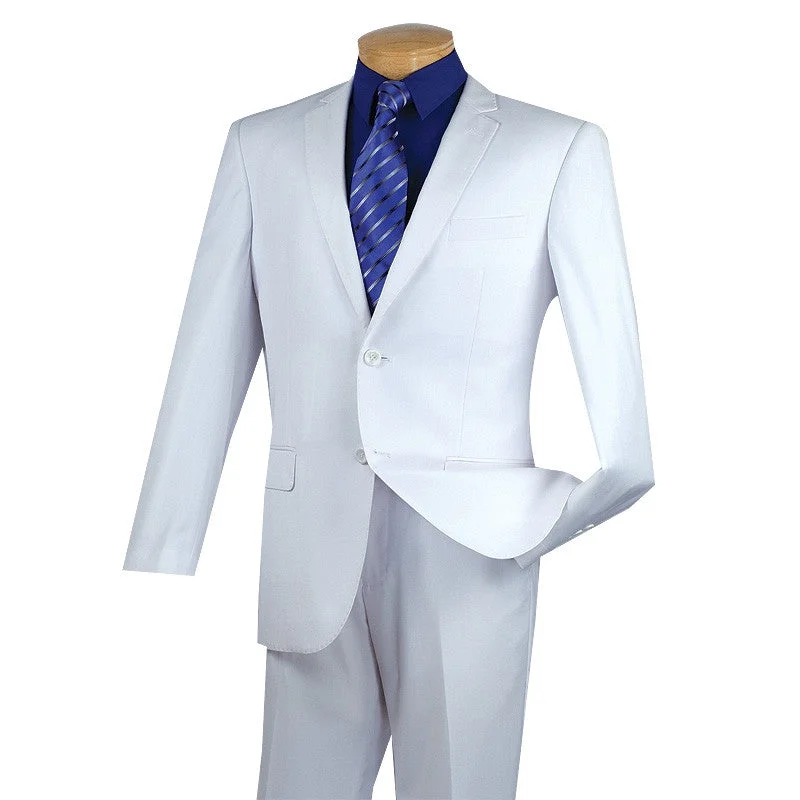 Slim Fit Men's Suit 2 Piece 2 Button in White