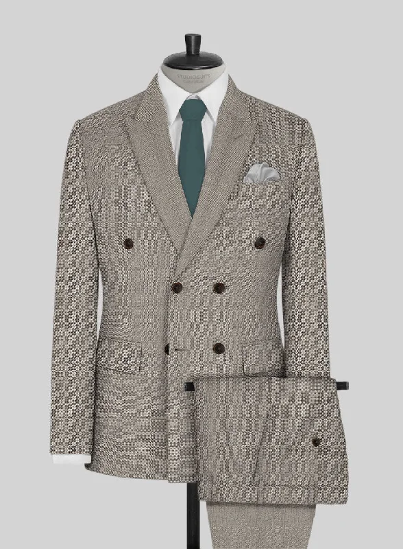 Napolean Sharkskin Light Brown Wool Suit