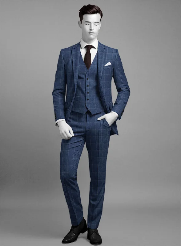 Napolean Noemi Windowpane Blue Wool Suit