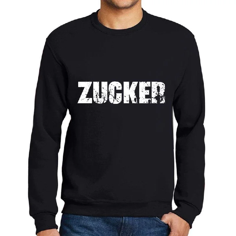 Men's Printed Graphic Sweatshirt Popular Words ZUCKER Deep Black