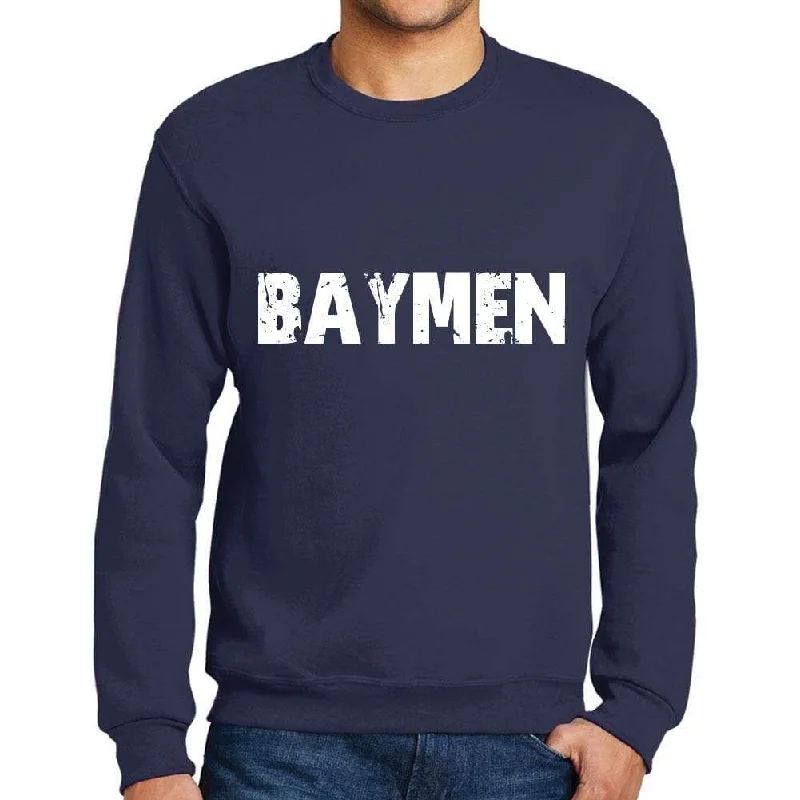 Men's Printed Graphic Sweatshirt Popular Words BAYMEN French Navy