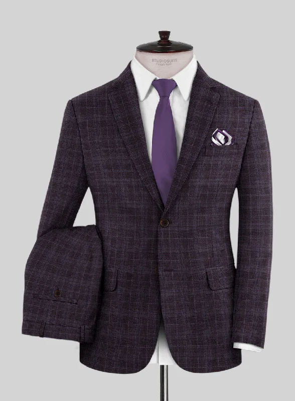 Reda Delgue Purple Checks Wool Suit