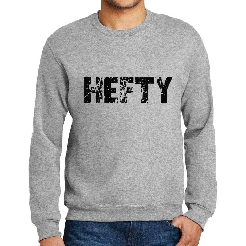 Men's Printed Graphic Sweatshirt Popular Words HEFTY Grey Marl