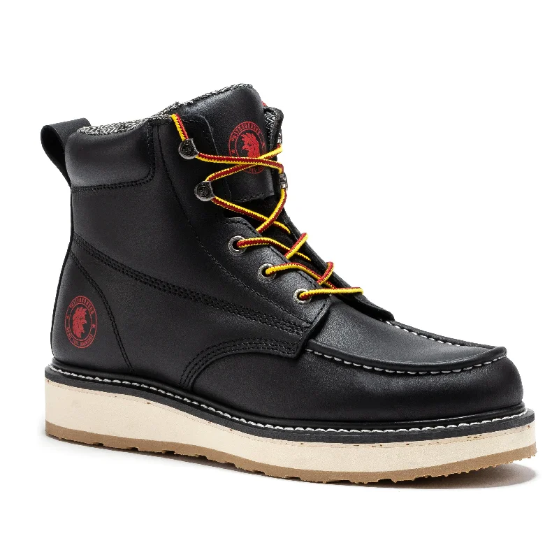 Fashion Icon ROCKROOSTER Magnolia Men's 6 inch Black Soft Toe Zip Sided Wedge Work Boots SAP310
