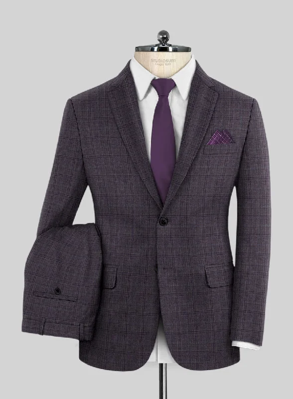 Reda Haze Purple Checks Wool Suit