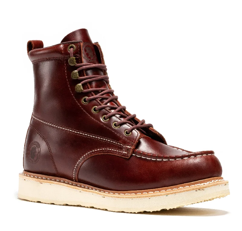 Sleek Sophistication ROCKROOSTER Norwood Cherry Brown Men's 6 inch Soft Toe Wedge Work Boots SAP600