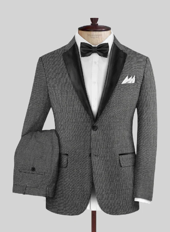 Napolean Sharkskin Gray Wool Tuxedo Suit