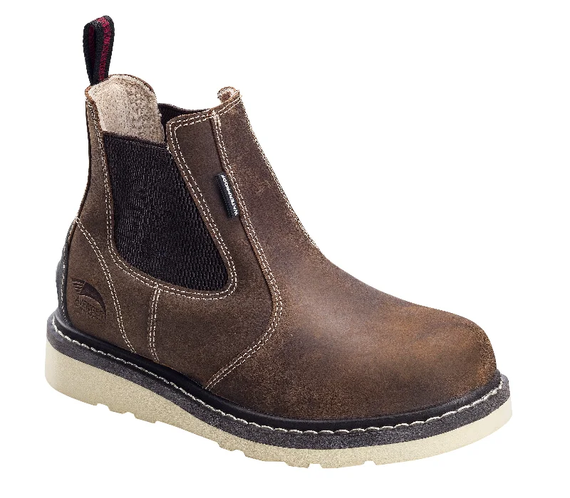 Contemporary Twist Women's Wedge Brown Soft Toe PR EH WP 6" Chelsea Work Boot