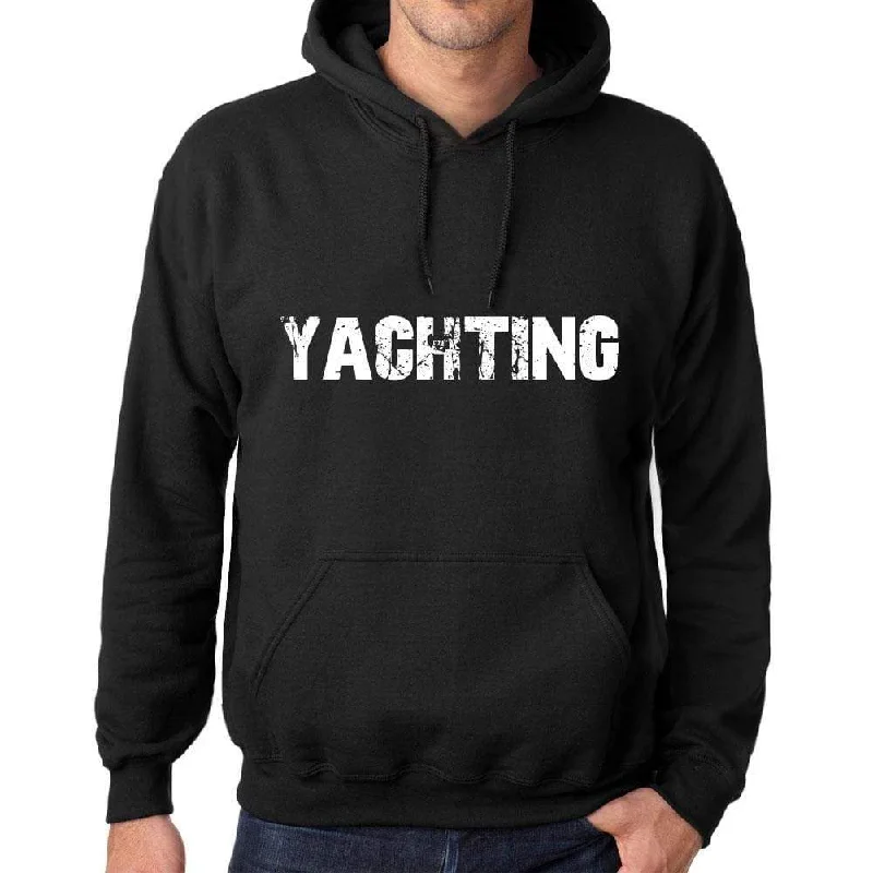 Men's Women's Unisex Printed Graphic Cotton Hoodie Soft Heavyweight Hooded Sweatshirt Pullover Popular Words YACHTING Deep Black