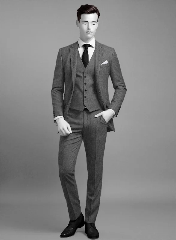 Napolean Gray Herringbone Wool Suit