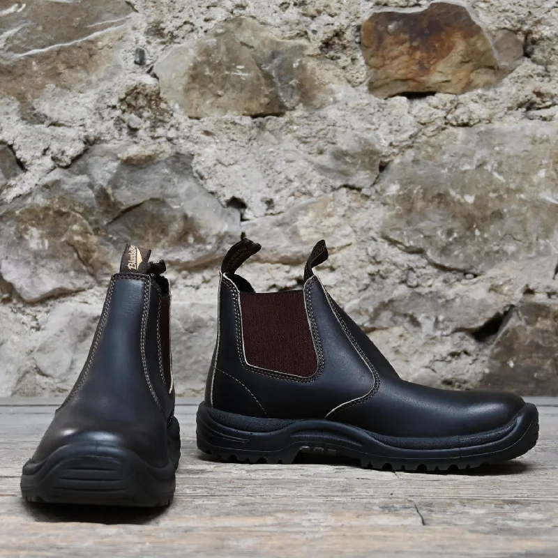 Luxe Styling Blundstone Slip-On Work Boot W/Safety Ratings In Brown Oiled Leather