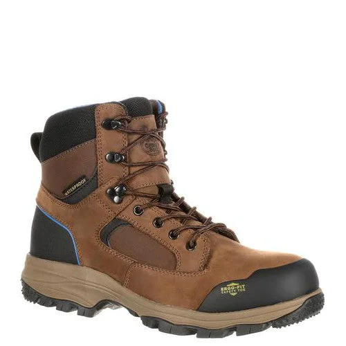 Refined Details Georgia Men's 6" Blue Collar Composite Toe Waterproof Work Hiker - Dark Brown GB00108