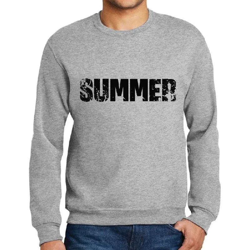 Men's Printed Graphic Sweatshirt Popular Words SUMMER Grey Marl