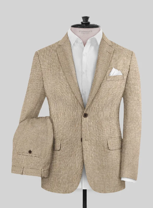 Noble Dark Beige Wool Silk Linen Suit