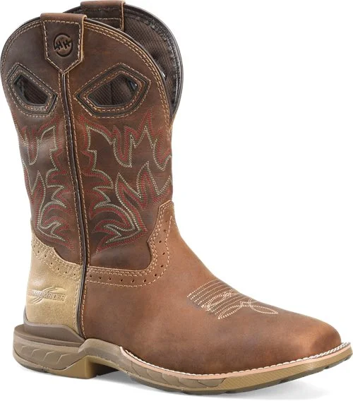 Distinctive Patterns Double H Men's 11" Phantom Rider Veil Wide Square Toe Roper Boots - Brown DH5387