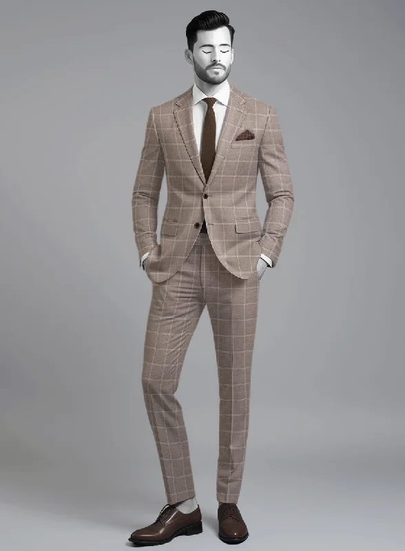 Napolean Noemi Windowpane Brown Wool Suit