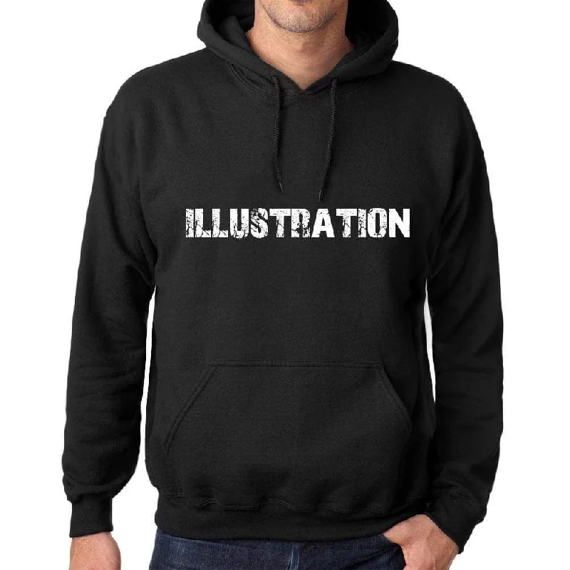 Men's Women's Unisex Printed Graphic Cotton Hoodie Soft Heavyweight Hooded Sweatshirt Pullover Popular Words ILLUSTRATION Deep Black