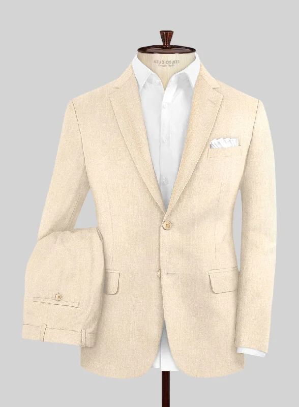 Noble Beige Wool Silk Linen Suit