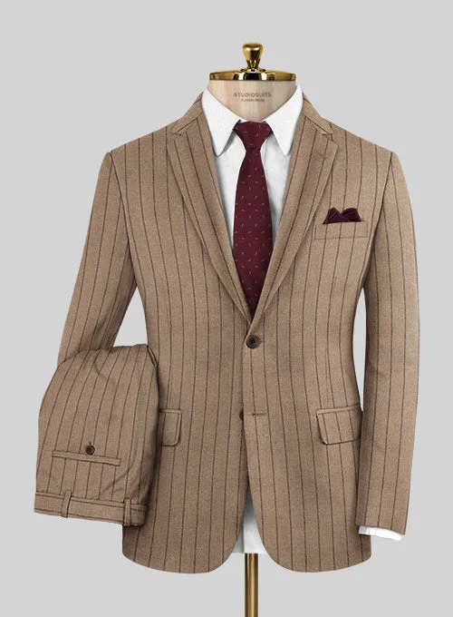 Italian Wool Cashmere Brown Stripe Suit