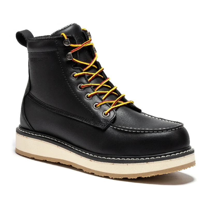 Chic Edge ROCKROOSTER Trinidad Men's 6 inch Black Steel Toe Wedge Work Boots SAP2301