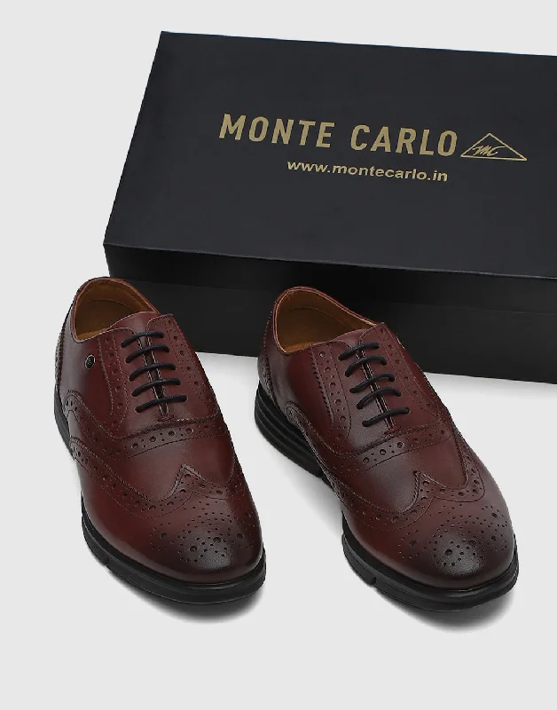 Fashion Forward Men Burgundy Lace Up Genuine Leather Formal Brogues