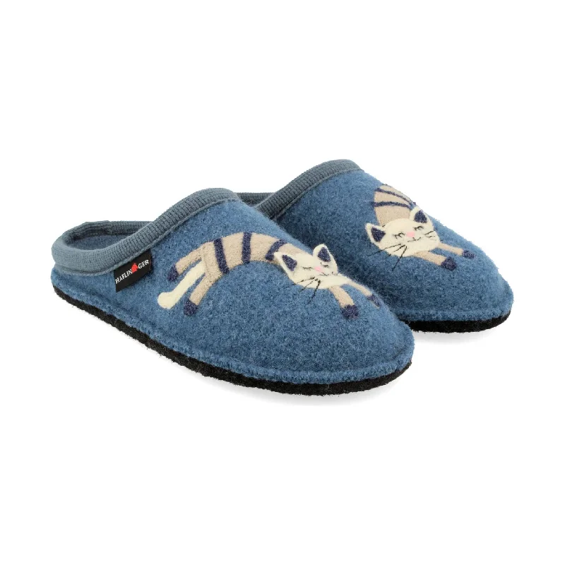 Premium Finish Haflinger Katze Slippers - Blue