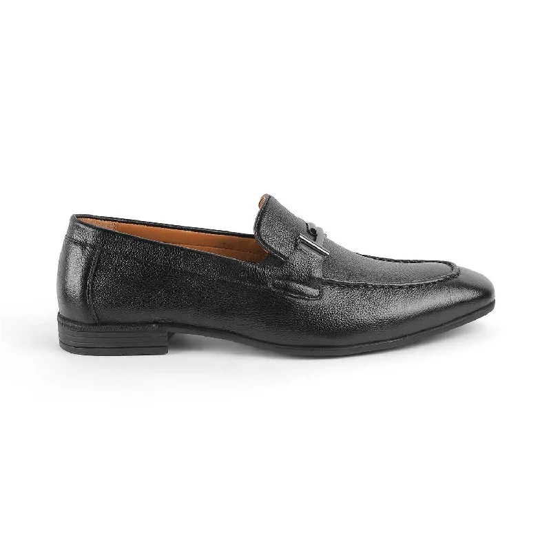 Sumptuous Finish Tresmode Nelson Black Men's Leather Loafers