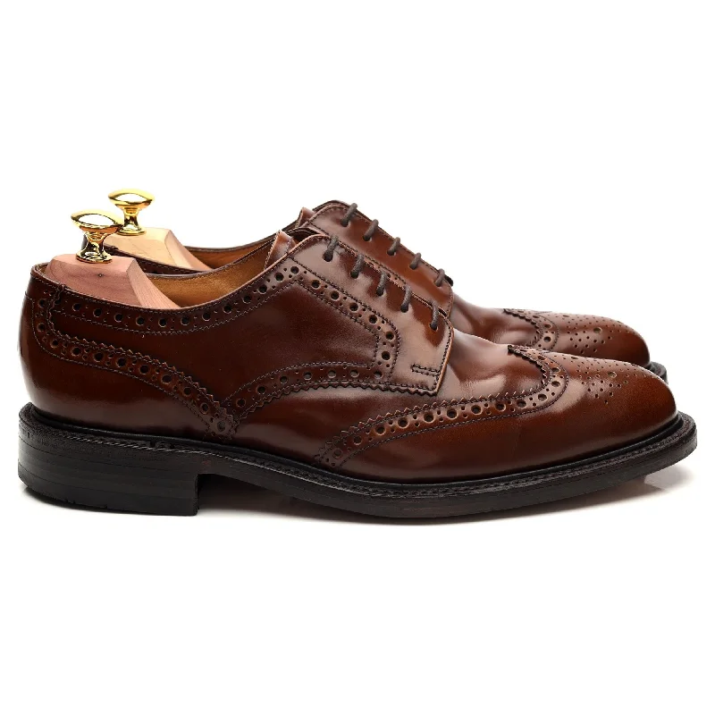 Unique Patterns 'Hoxton' Tan Brown Leather Derby Brogues UK 7.5 F