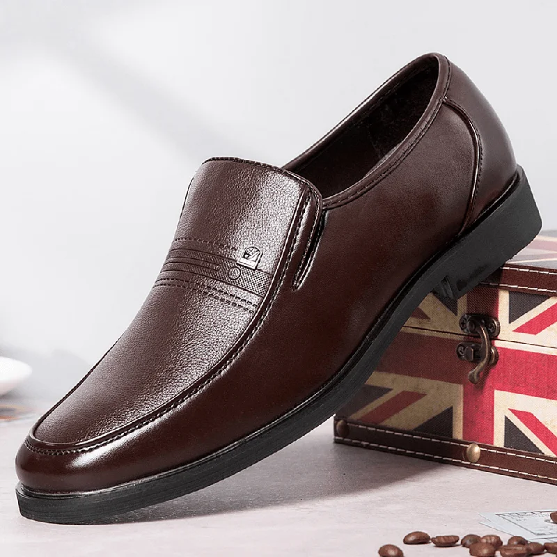 Glam Touch Men Microfiber Soft Leather Slip-On Wear Resistant Casual Comfy Business Shoes