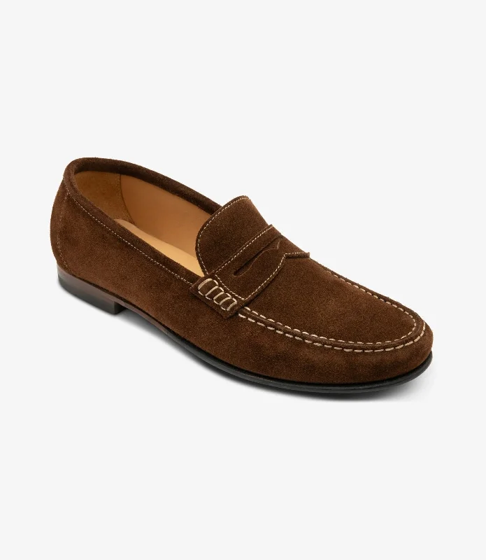 Subdued Elegance LOAKE Jefferson Loafer Shoe - Brown Suede