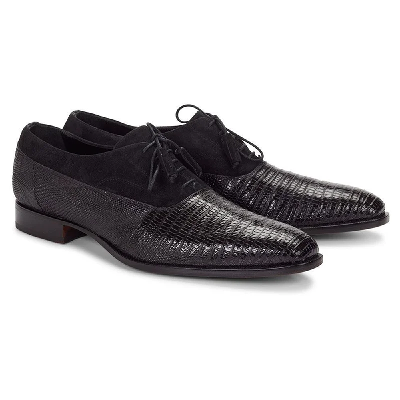Polished Look Mauri Dante Men's Shoes Black Lizard / Suede Leather Oxfords 4762 (MA4311) Polished Look Mauri Dante Men's Shoes Black Lizard / Suede Leather Oxfords 4762 (MA4311)