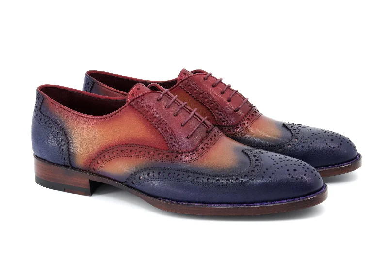 Modern Elegance Madrid Patina Brogue Dress Shoes - TriColor