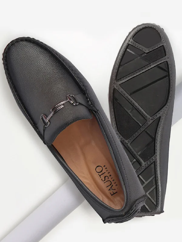 Luxe Craftsmanship Men Grey Hand Stitched Horsebit Buckle Loafer and Moccasin Driving Shoes