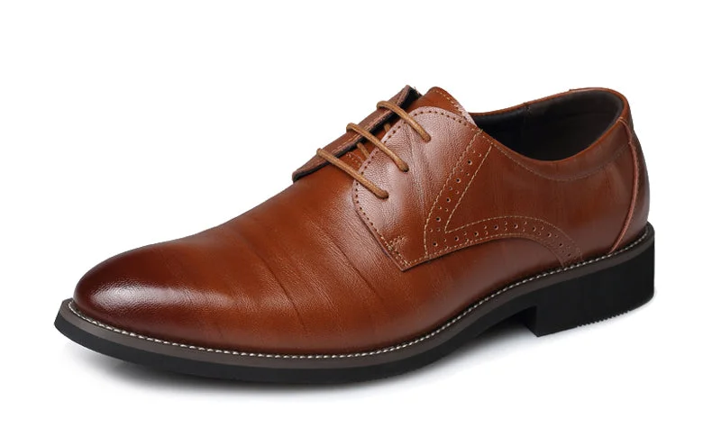 Glam Statement 2017 New Men's Real Cowhide Leather Oxford Shoes Comfortable Insole Lacing Business Dress Shoes Man Wedding High Quality Shoes