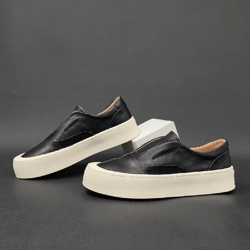 Elegant Design Men Minimalist Pure Leather Flat Casual Loafers
