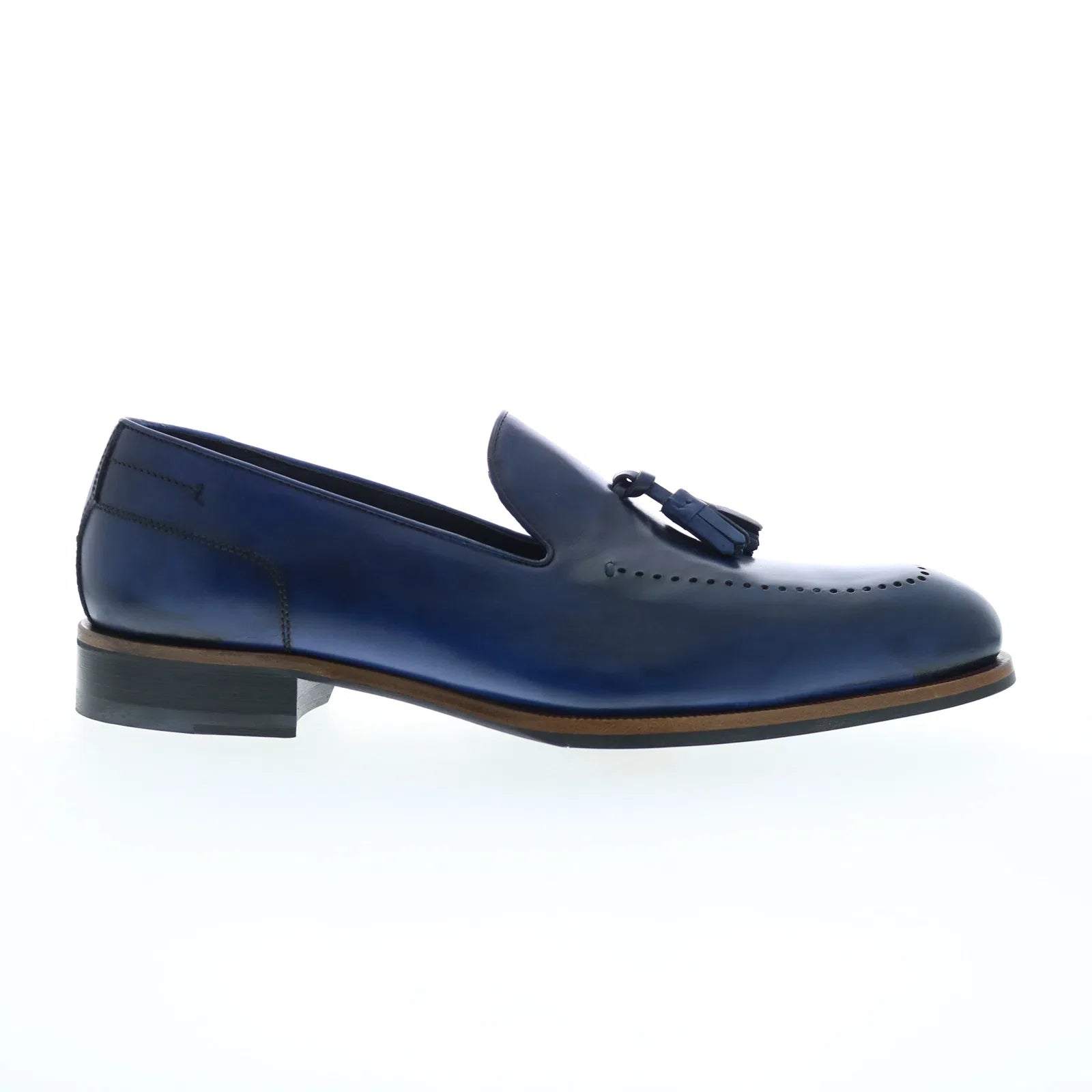 Chic Statement Di Bianco Paestum Sella Mens Blue Leather Loafers & Slip Ons Casual Shoes