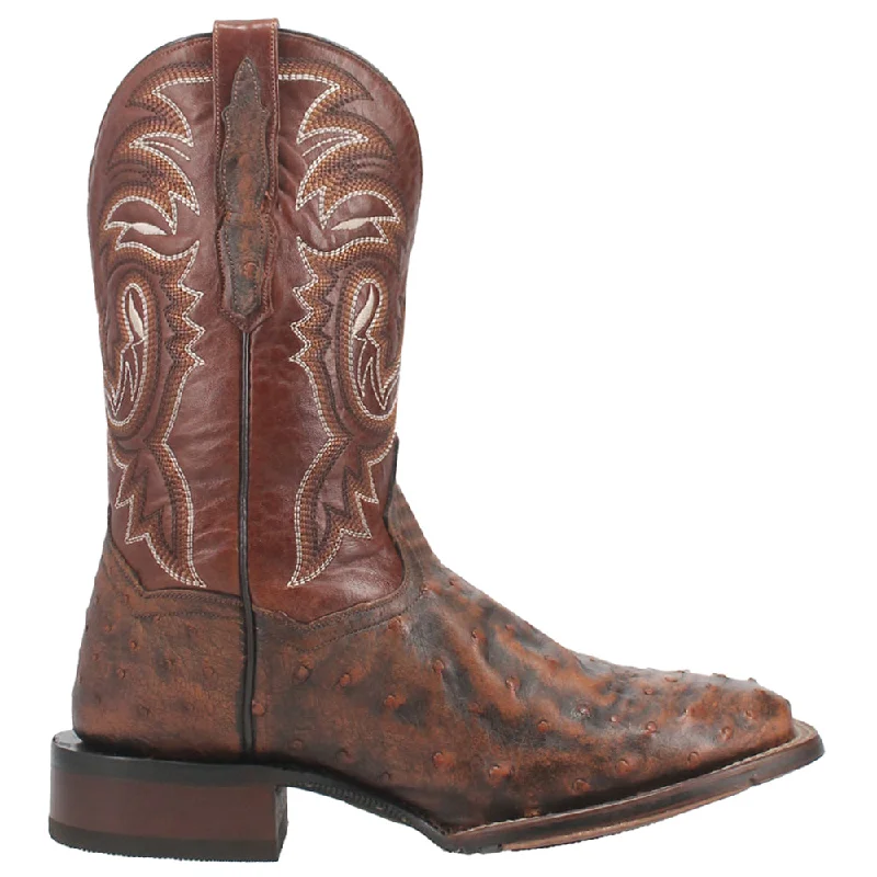 Minimal Aesthetic Dillinger Full Quill Ostrich Embroidered Square Toe Cowboy Boot