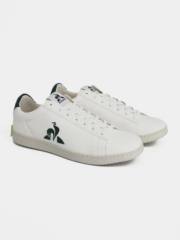 Statement Piece Men's Brand Logo Embroidered Sneakers,White