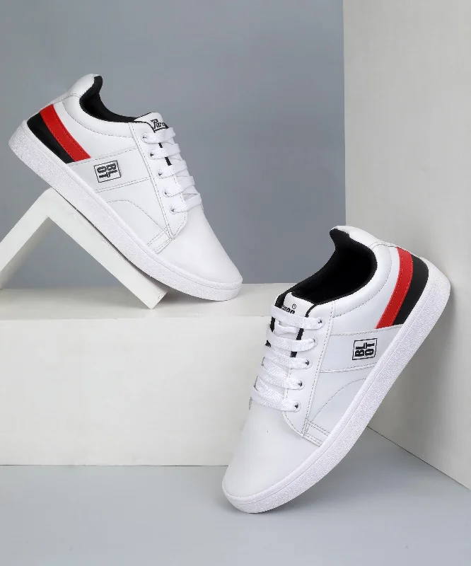 Monochrome Appeal Paragon K1017G Men Casual Shoes | Stylish Walking Outdoor Shoes for Everyday Wear | Smart & Trendy Design  | Comfortable Cushioned Soles White