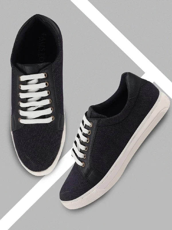 Everyday Chic Men Blue Trending Lace Up Denim Sneakers