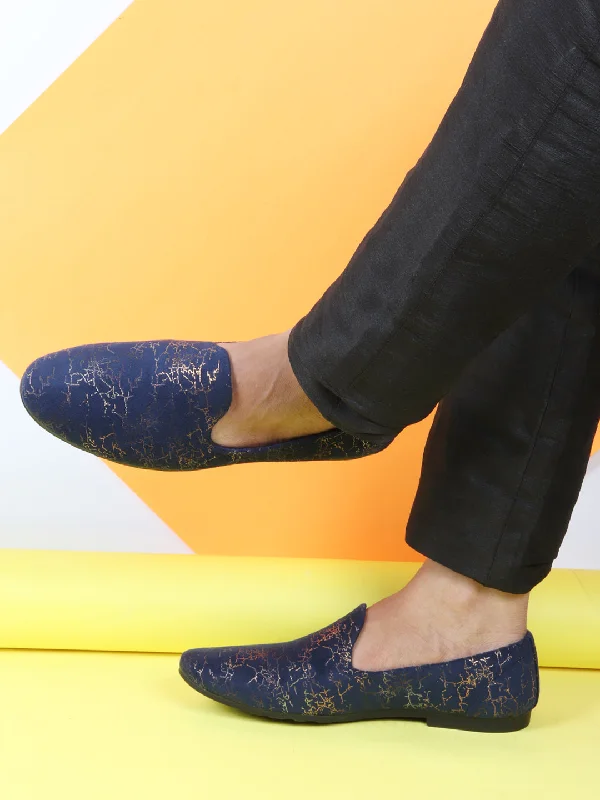 Soft Elegance Men Navy Blue Velvet Printed Design Ethnic Wedding Party Prom Slip On Loafer Shoes Soft Elegance Men Navy Blue Velvet Printed Design Ethnic Wedding Party Prom Slip On Loafer Shoes
