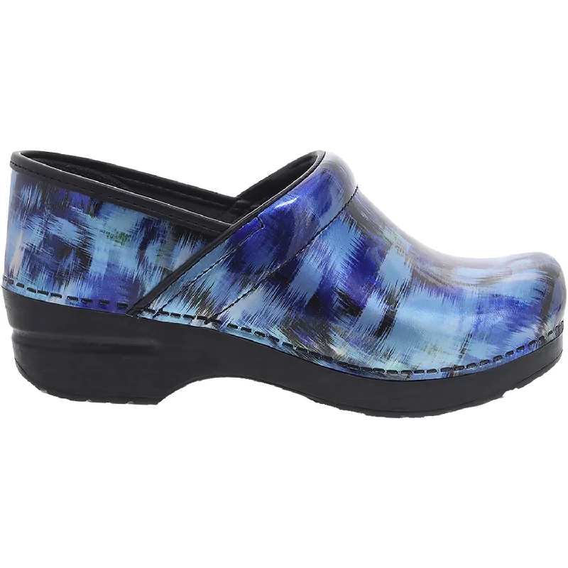 Romantic Detailing Women's Dansko Professional Clog Blue Brush Patent