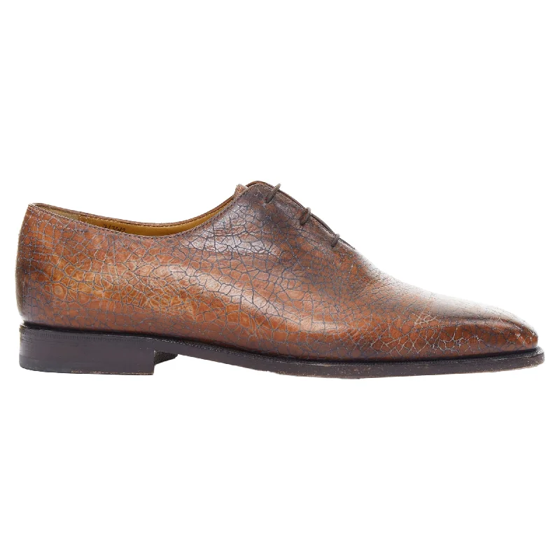 Luxury Statement Berluti Textured Leather Lace Up Handmade Brogue Shoes