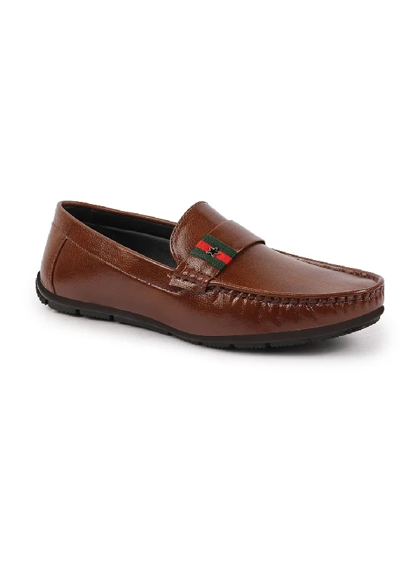 Luxe Craftsmanship Basics Men Tan Textured Design Outdoor Classic Moccasin Loafer Shoes