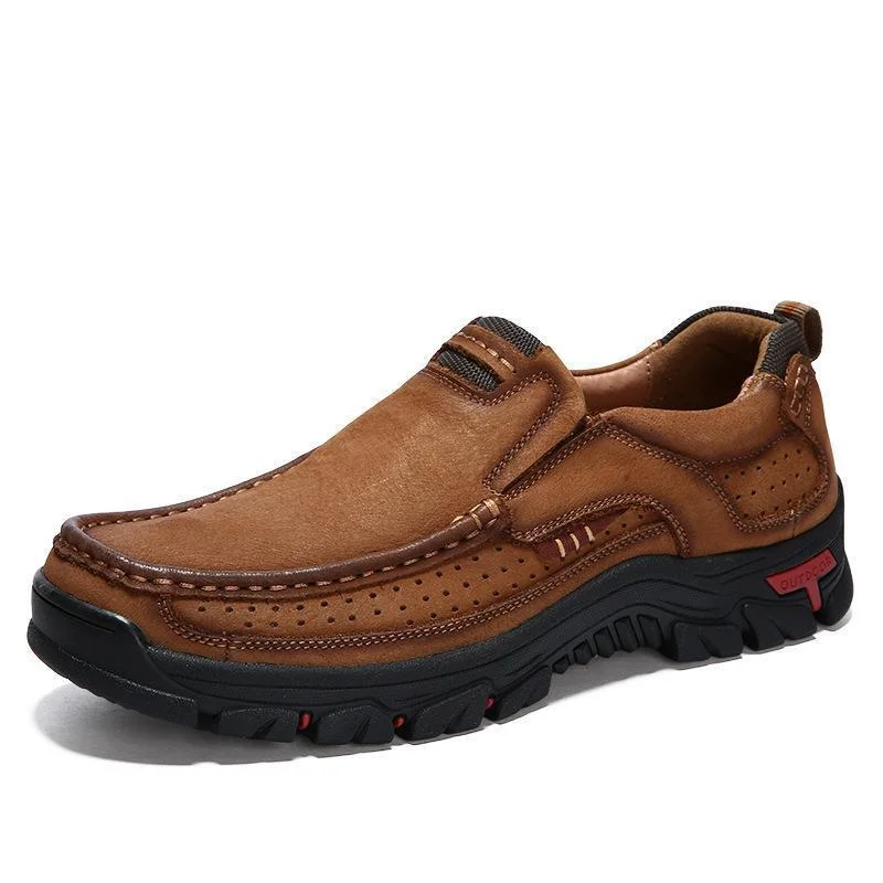 Exotic Prints Men's first-layer cowhide hiking boots for four seasons