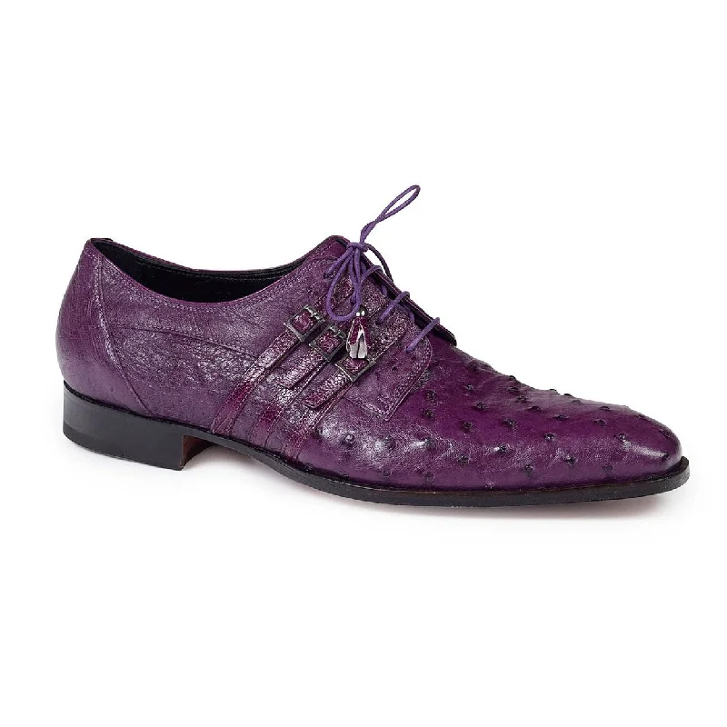 Chic Minimalism Mauri Men's Purple Ostrich & Ostrich Leg Oxfords(MA4604)
