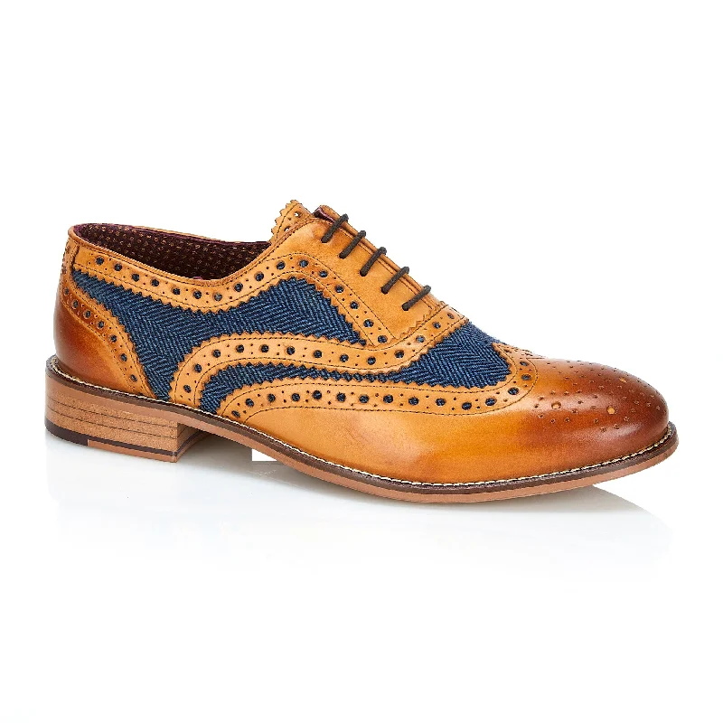 Chic Edge Gatsby Tan / Blue Tweed
